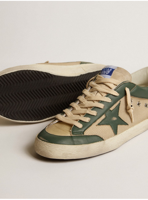 Men's Super-Star LTD in cream mesh and green nappa with nappa star