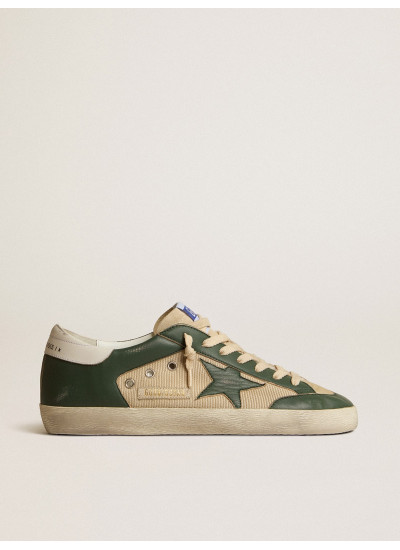 Men's Super-Star LTD in cream mesh and green nappa with nappa star