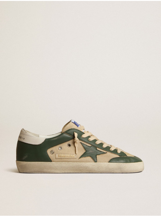 Men's Super-Star LTD in cream mesh and green nappa with nappa star