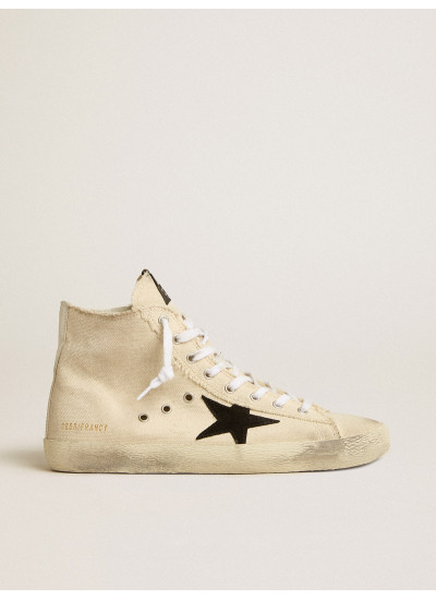 Francy Penstar in canvas with black suede star and leather heel tab