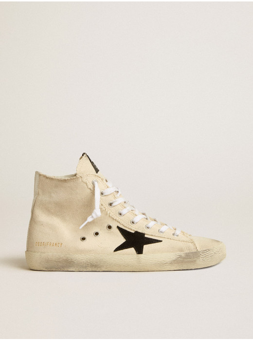 Francy Penstar in canvas with black suede star and leather heel tab