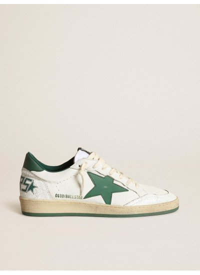 Men's Ball Star in white nappa leather with green leather star and heel tab