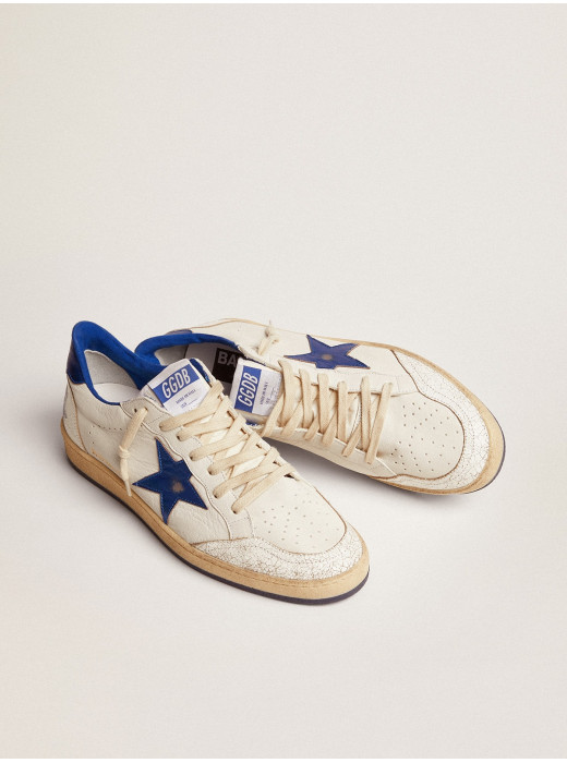 Men's Ball Star in white nappa with blue star and heel tab