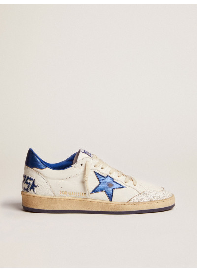 Men's Ball Star in white nappa with blue star and heel tab