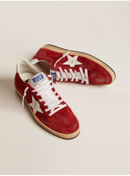 Men's Ball Star in dark red suede with white star and heel tab