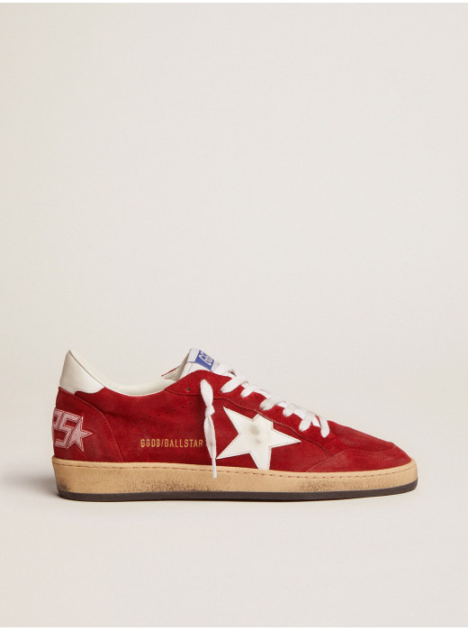 Men's Ball Star in dark red suede with white star and heel tab