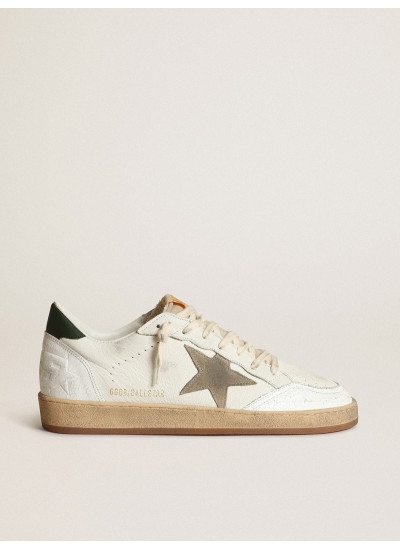 Men's Ball Star in white nappa with dove gray suede star