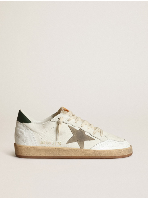 Men's Ball Star in white nappa with dove gray suede star