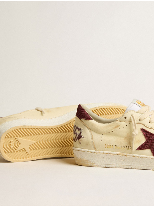 Men's Ball Star in beige nappa with burgundy mesh star and heel tab