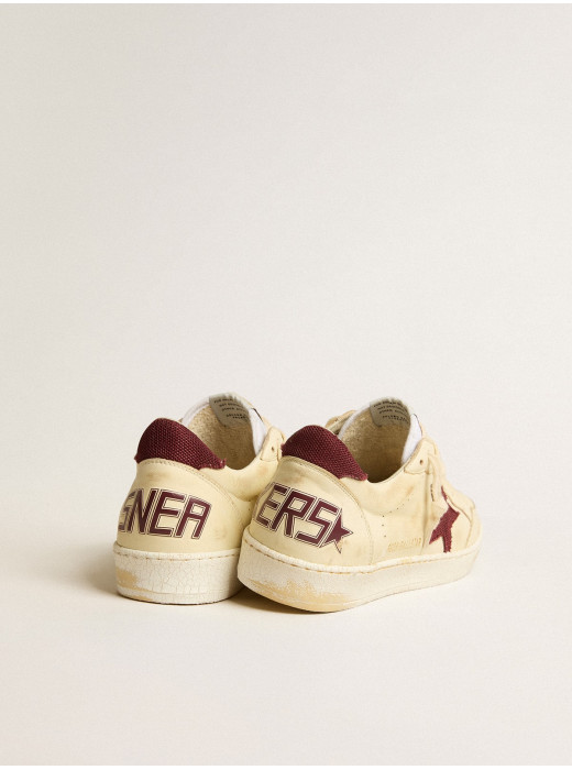 Men's Ball Star in beige nappa with burgundy mesh star and heel tab