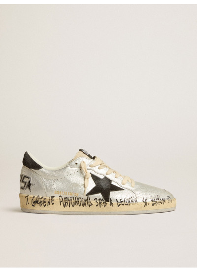 Ball Star LTD in silver leather with gray suede star and heel tab