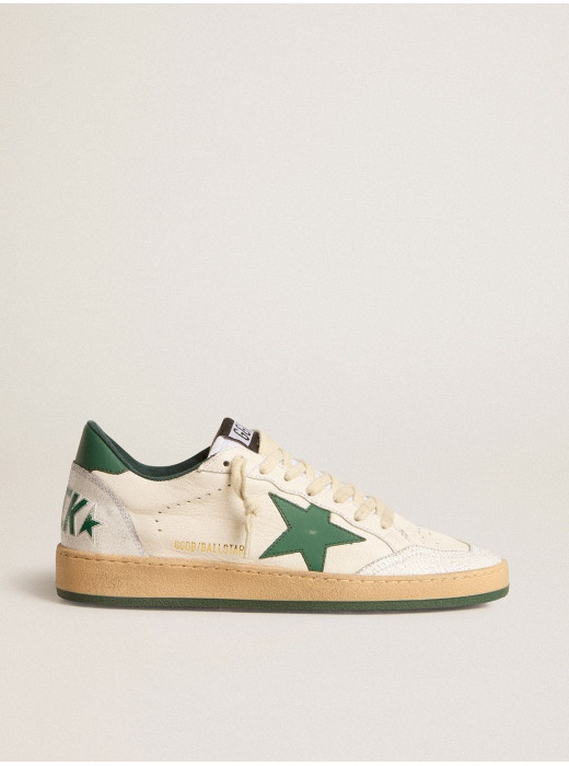 Men's Ball Star Wishes in white nappa leather with green leather star and heel tab