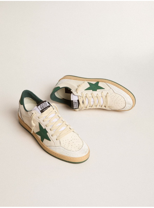 Men's Ball Star Wishes in white nappa leather with green leather star and heel tab