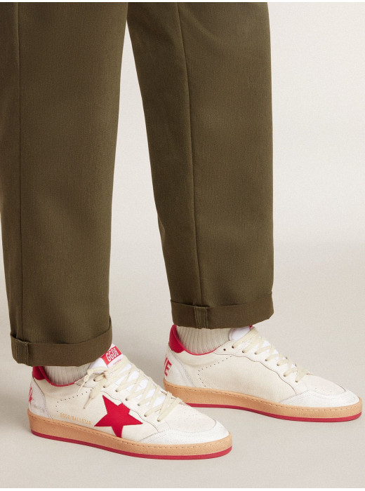 Men’s Ball Star  Wishes in white leather with a red star and heel tab