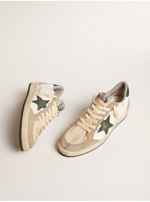 Men's Ball Star LTD in nappa with green star and dove-gray suede inserts