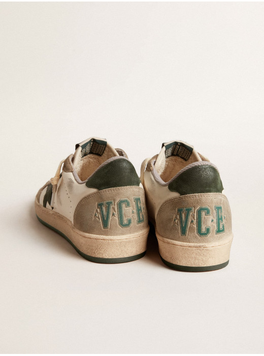 Men's Ball Star LTD in nappa with green star and dove-gray suede inserts