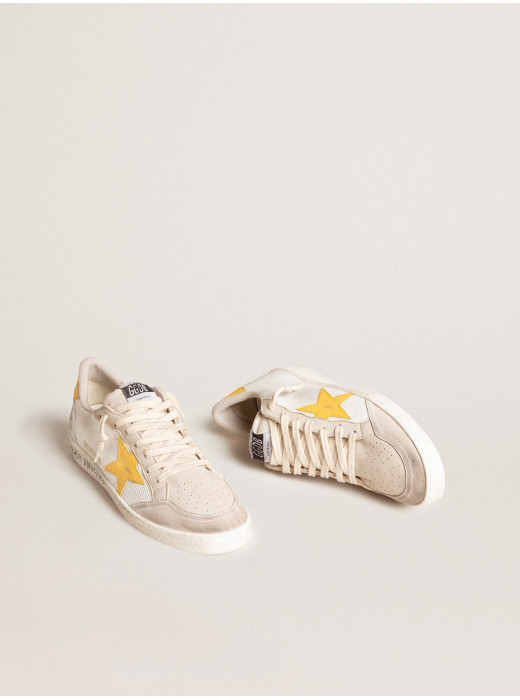 Ball Star LTD in white mesh with yellow leather star and heel tab