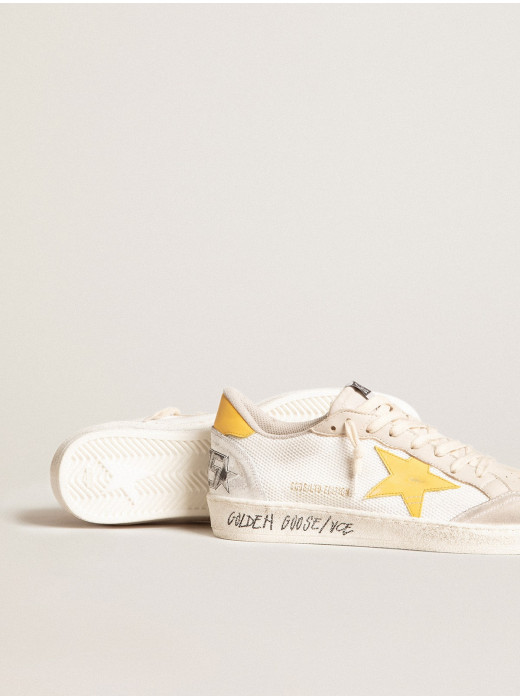 Ball Star LTD in white mesh with yellow leather star and heel tab