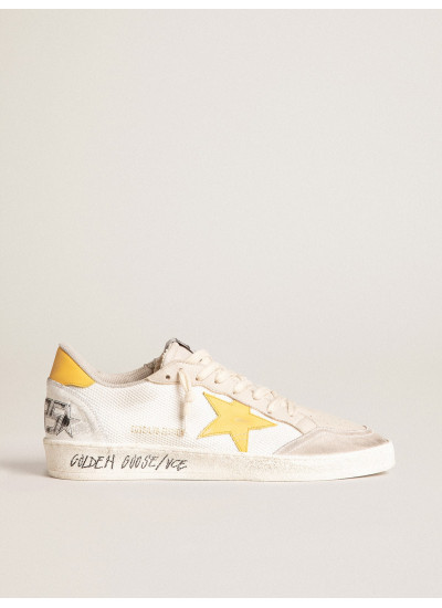 Ball Star LTD in white mesh with yellow leather star and heel tab