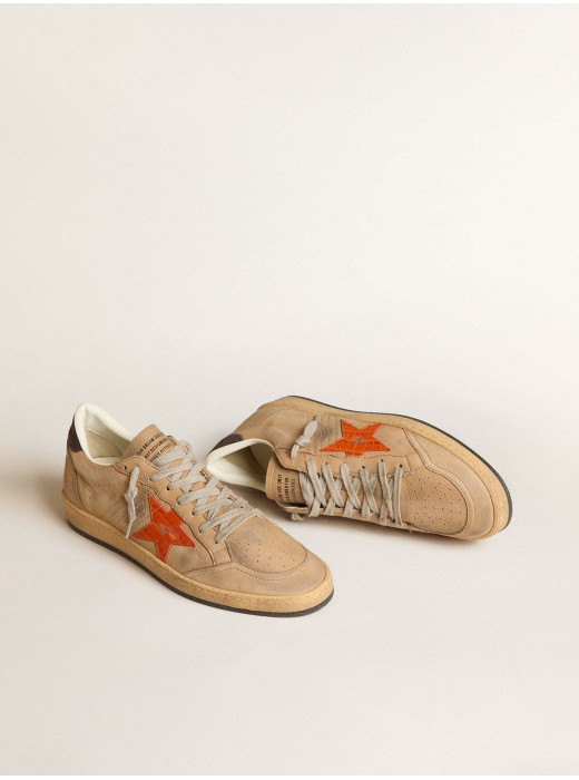 Ball Star in beige nubuck with croc-print leather star and nubuck heel tab