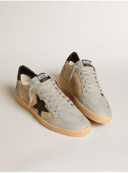 Men's Ball Star LTD in beige mesh with croc-print leather star and nappa inserts