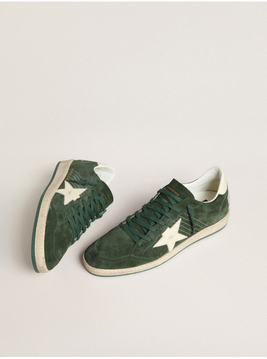 Men's Ball Star in green suede with white leather star and heel tab