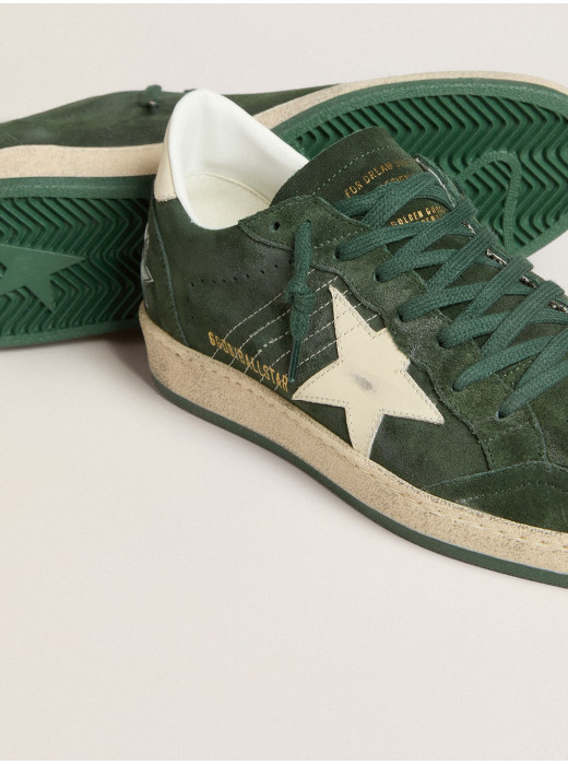 Men's Ball Star in green suede with white leather star and heel tab