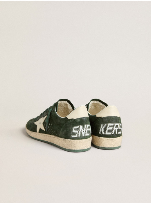 Men's Ball Star in green suede with white leather star and heel tab