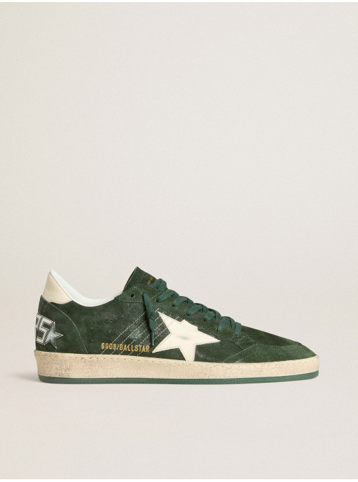 Men's Ball Star in green suede with white leather star and heel tab