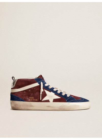 Mid Star in wine-red suede with white nappa star and flash