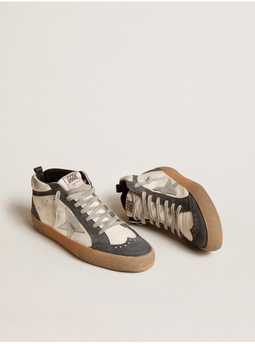 Mid Star in nappa leather with silver leather star and black suede flash