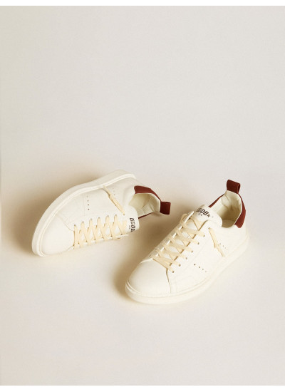 Men’s Starter LTD in white leather with burgundy nubuck heel tab