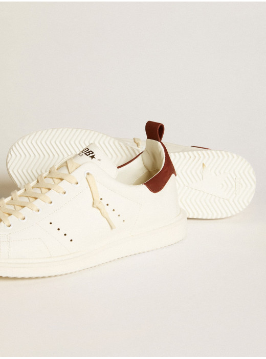 Men’s Starter LTD in white leather with burgundy nubuck heel tab