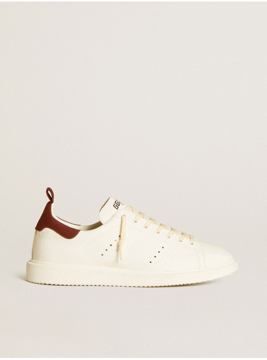 Men’s Starter LTD in white leather with burgundy nubuck heel tab