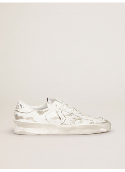 Stardan in white leather with white leather star and heel tab