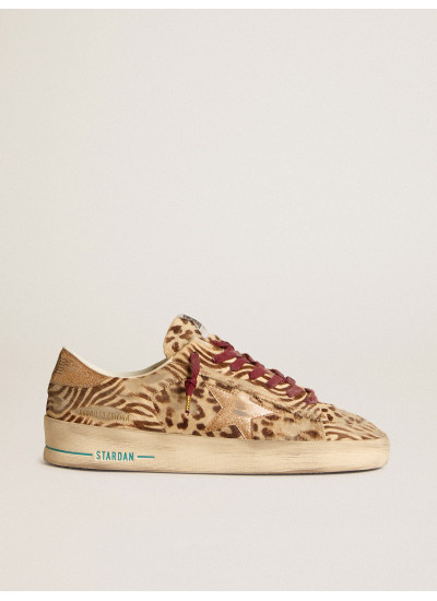 Men's Stardan LTD in animal-print pony skin with gold glitter star