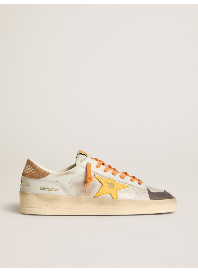 Men's white Stardan with ocher leather star and nubuck inserts