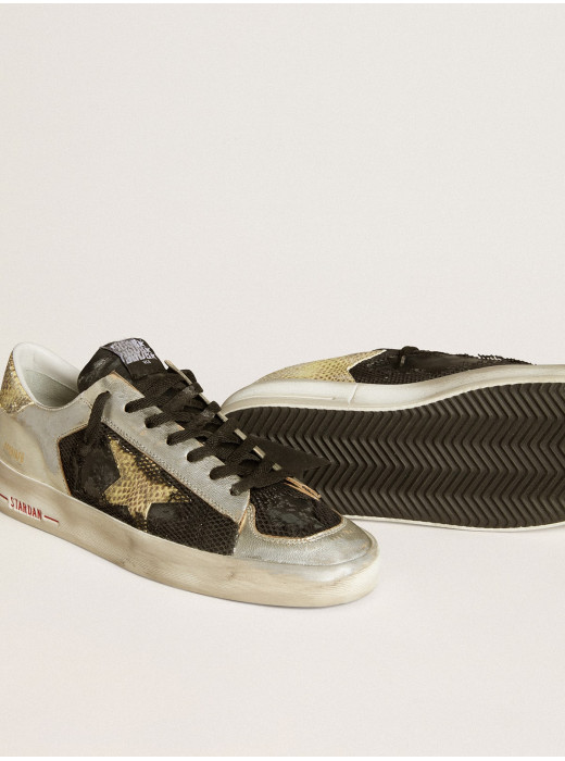 Stardan LAB in silver leather and mesh with golden star and heel tab