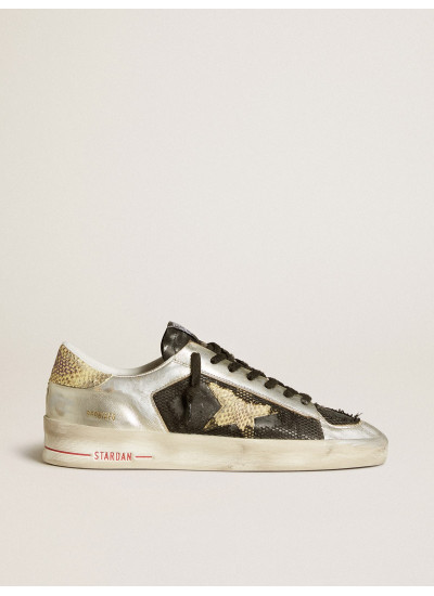 Stardan LAB in silver leather and mesh with golden star and heel tab