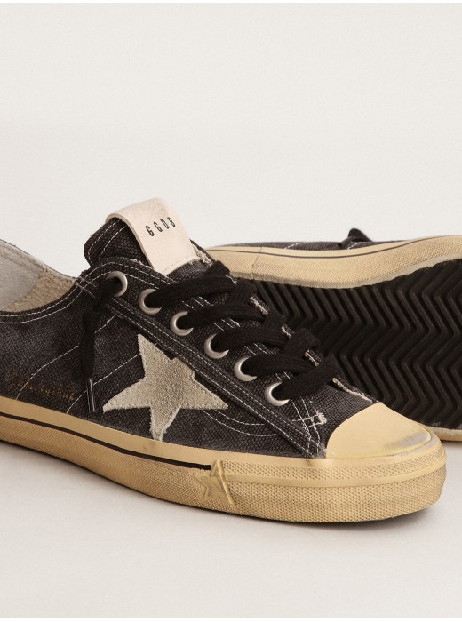 Men's V-Star LTD in black canvas with ice-gray star and heel