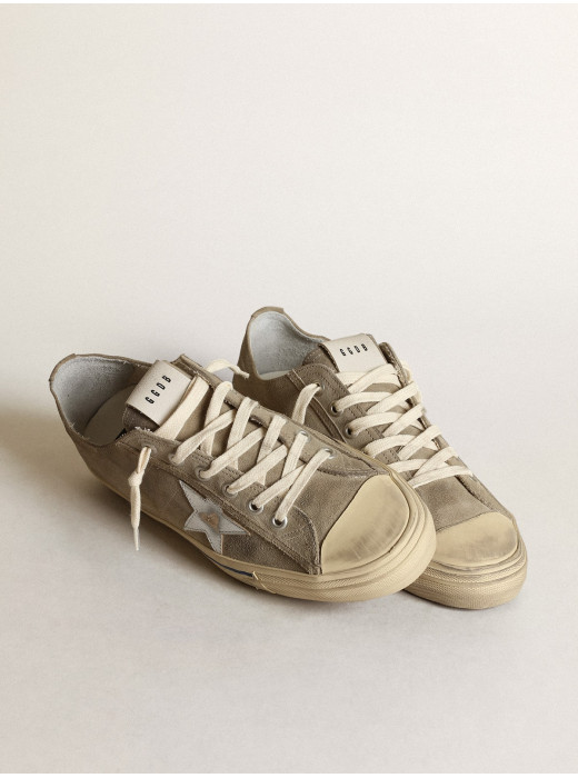 V-Star in dove-gray suede with silver metallic leather star