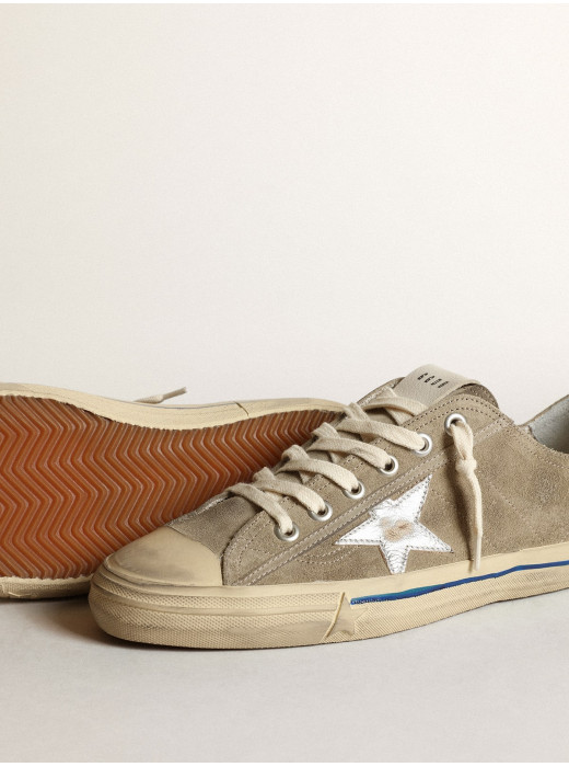 V-Star in dove-gray suede with silver metallic leather star