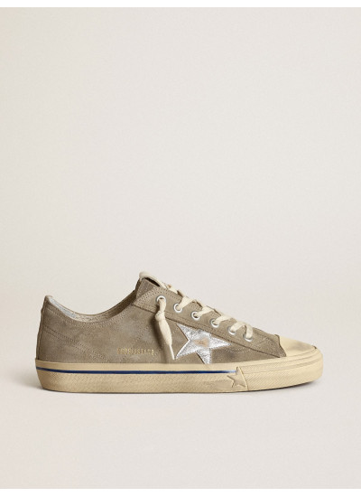 V-Star in dove-gray suede with silver metallic leather star