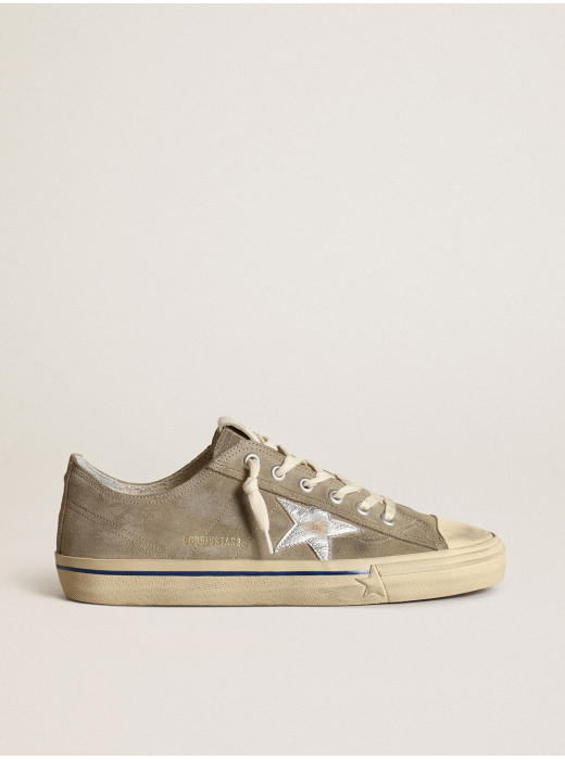 V-Star in dove-gray suede with silver metallic leather star