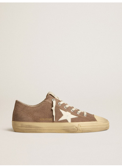 V-Star in dove-gray suede with white nappa leather star