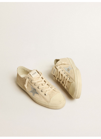 Men’s V-Star in pearl suede with silver metallic leather star