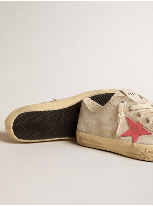 Men's V-Star in light gray canvas with a red leather star