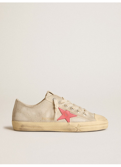 Men's V-Star in light gray canvas with a red leather star