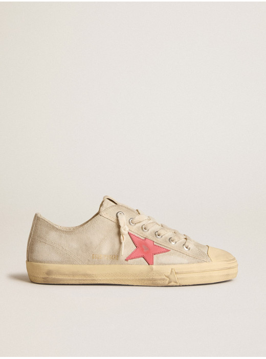 Men's V-Star in light gray canvas with a red leather star