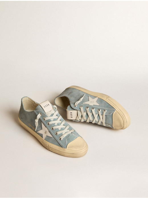 V-Star in silver-blue suede with white leather star